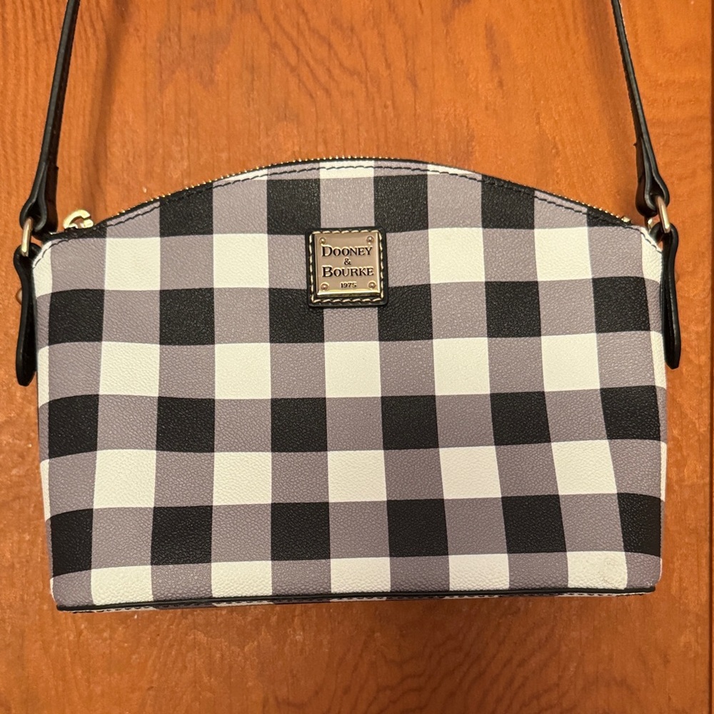 Dooney & Bourke Black and White Plaid Crossbody Bag
